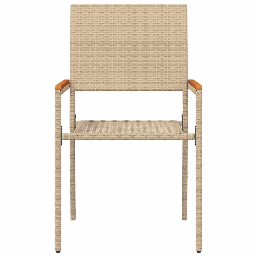 Tuinstoelen 4 pcs Crème, Bruin PE riet, Massief acaciahout