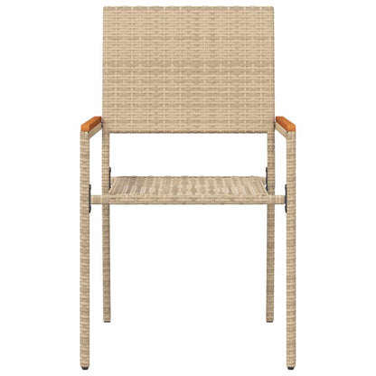 Tuinstoelen 4 pcs Crème, Bruin PE riet, Massief acaciahout