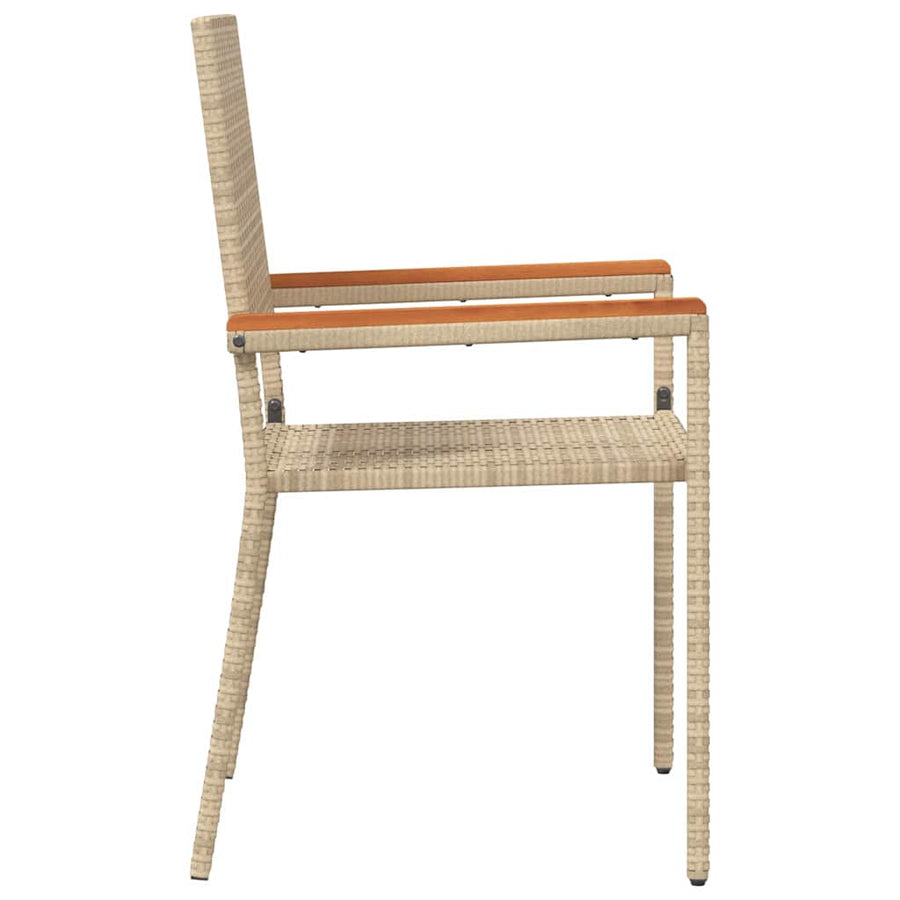 Tuinstoelen 4 pcs Crème, Bruin PE riet, Massief acaciahout