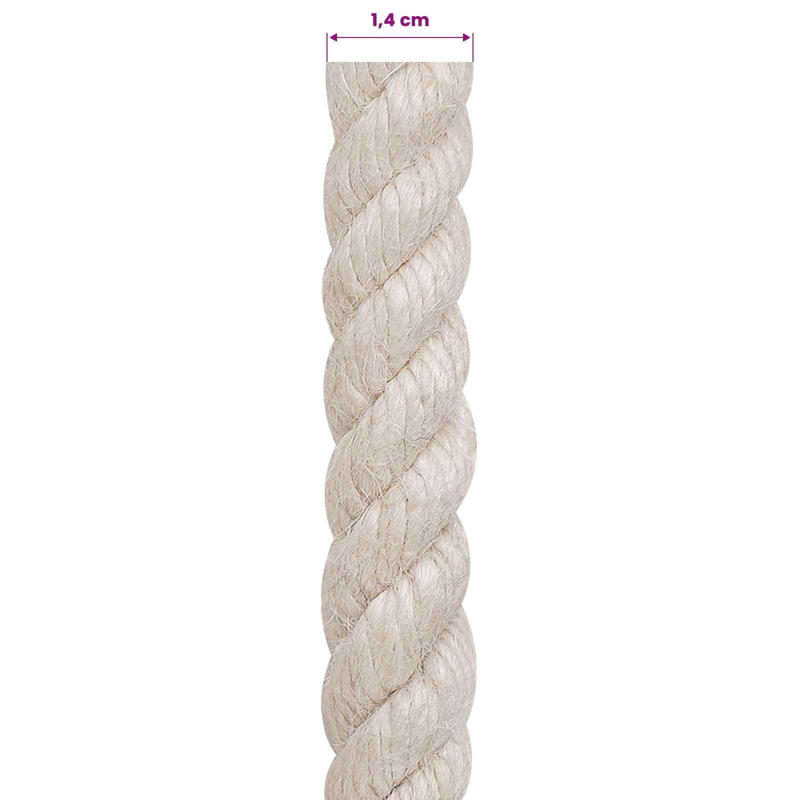 Jute Touw 14 Wit 100% Tossa jute