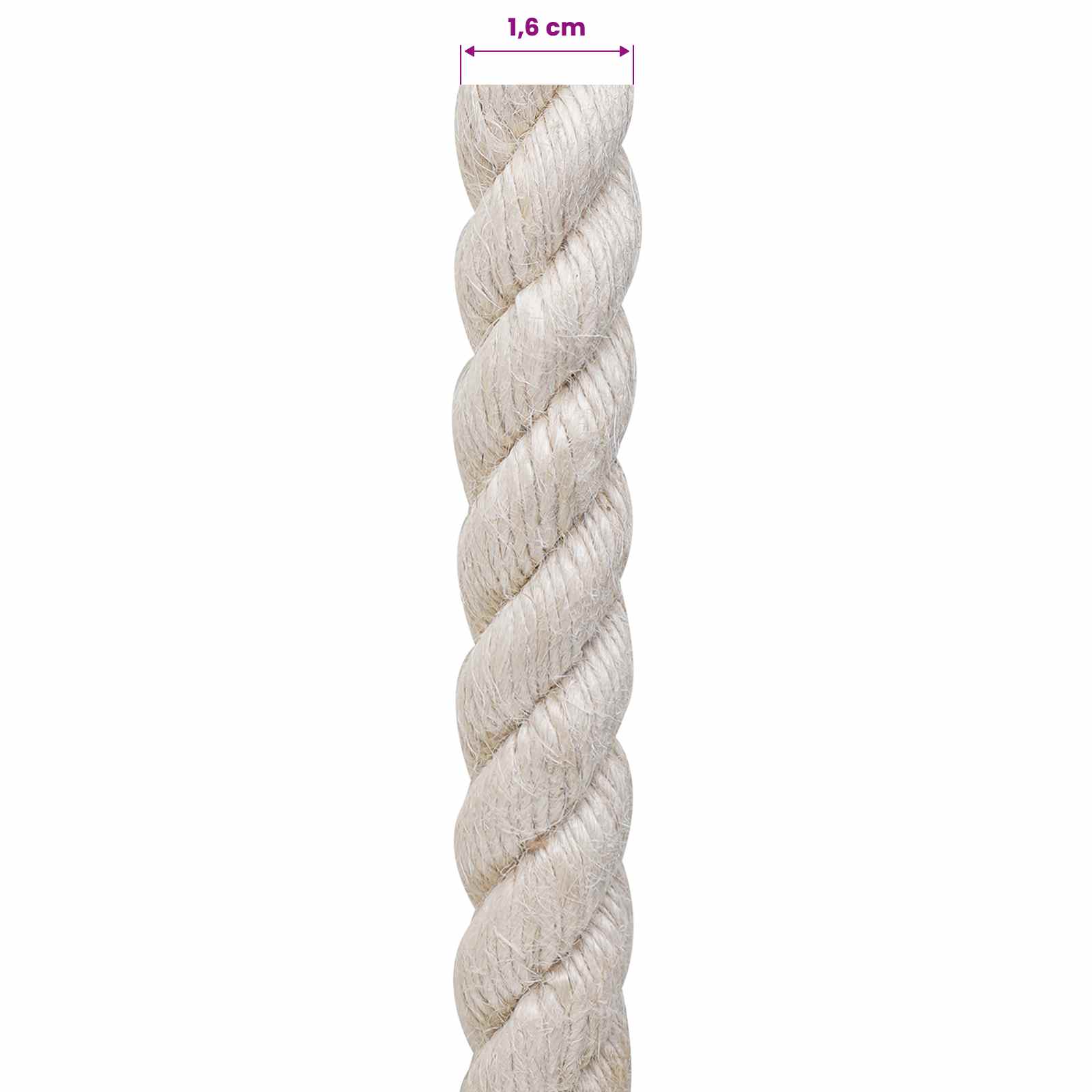 Jute Touw 16 Wit 100% Tossa jute