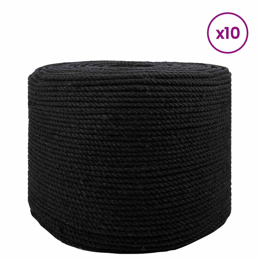 Touw 10 pcs Zwart Katoen