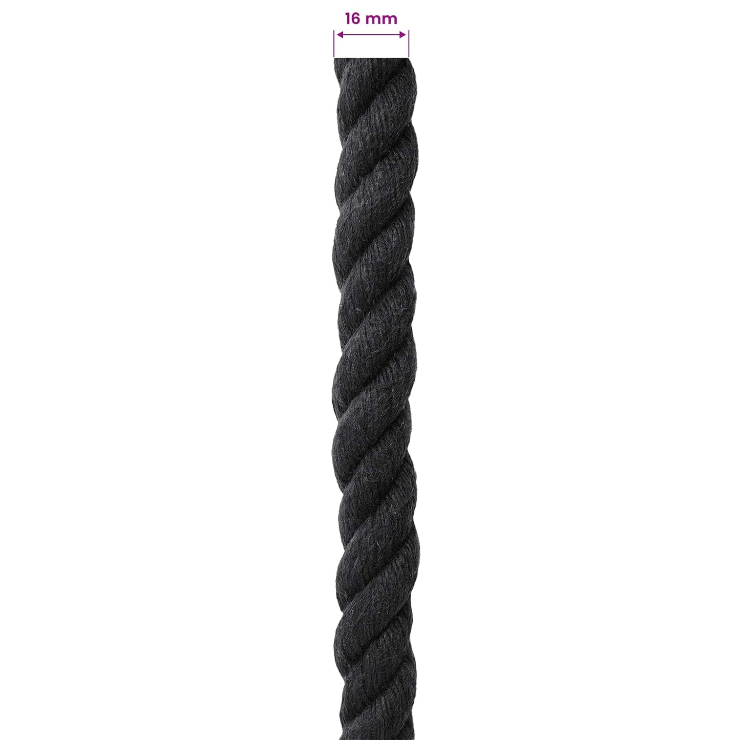 Touw Zwart 1,6 x 1,6 x 5000 cm Katoen