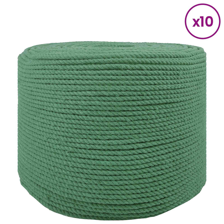 Katoen Touw 10 st 2 mm 100 m Groen 100% Katoen