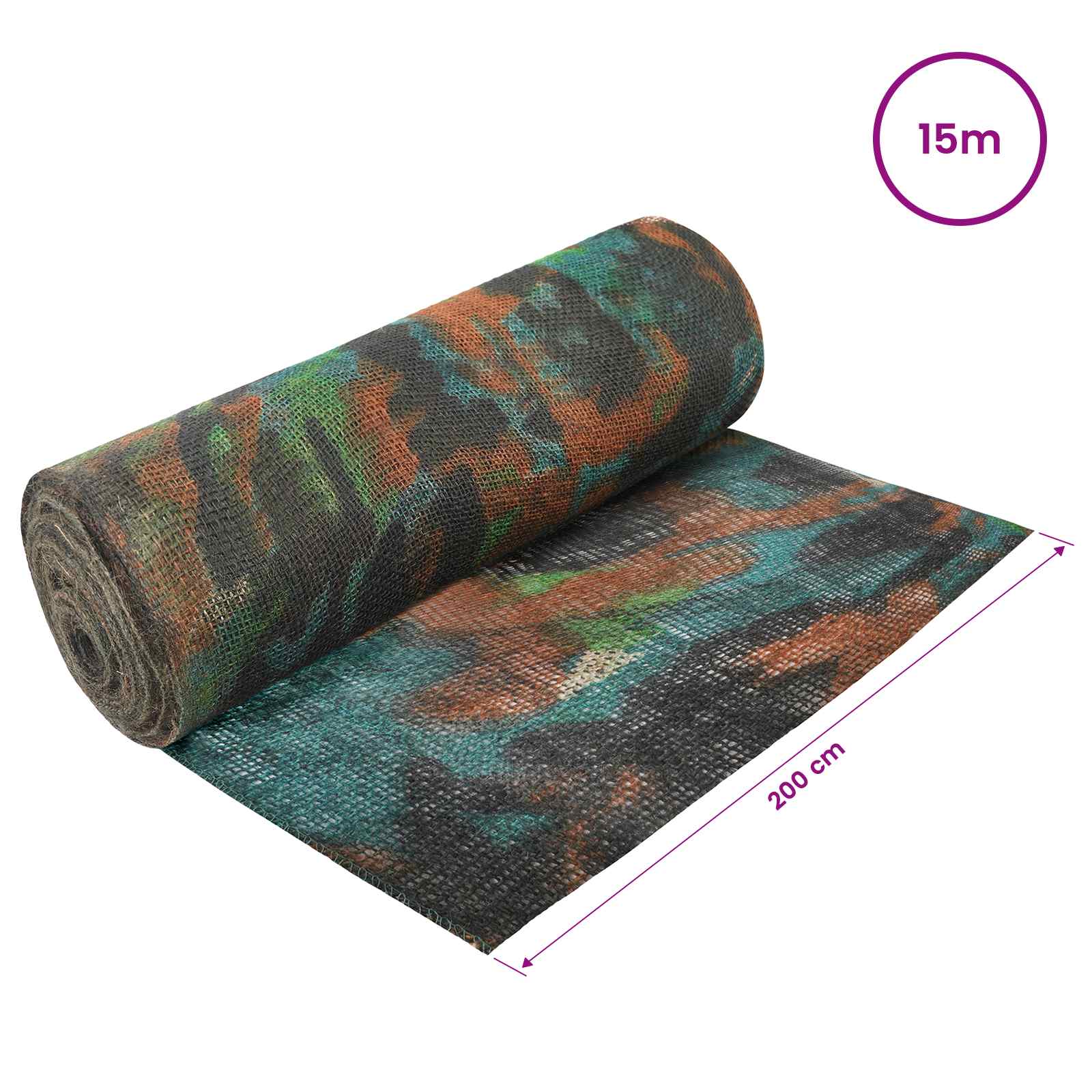Jute Rol Camouflage 200 x 1500 cm