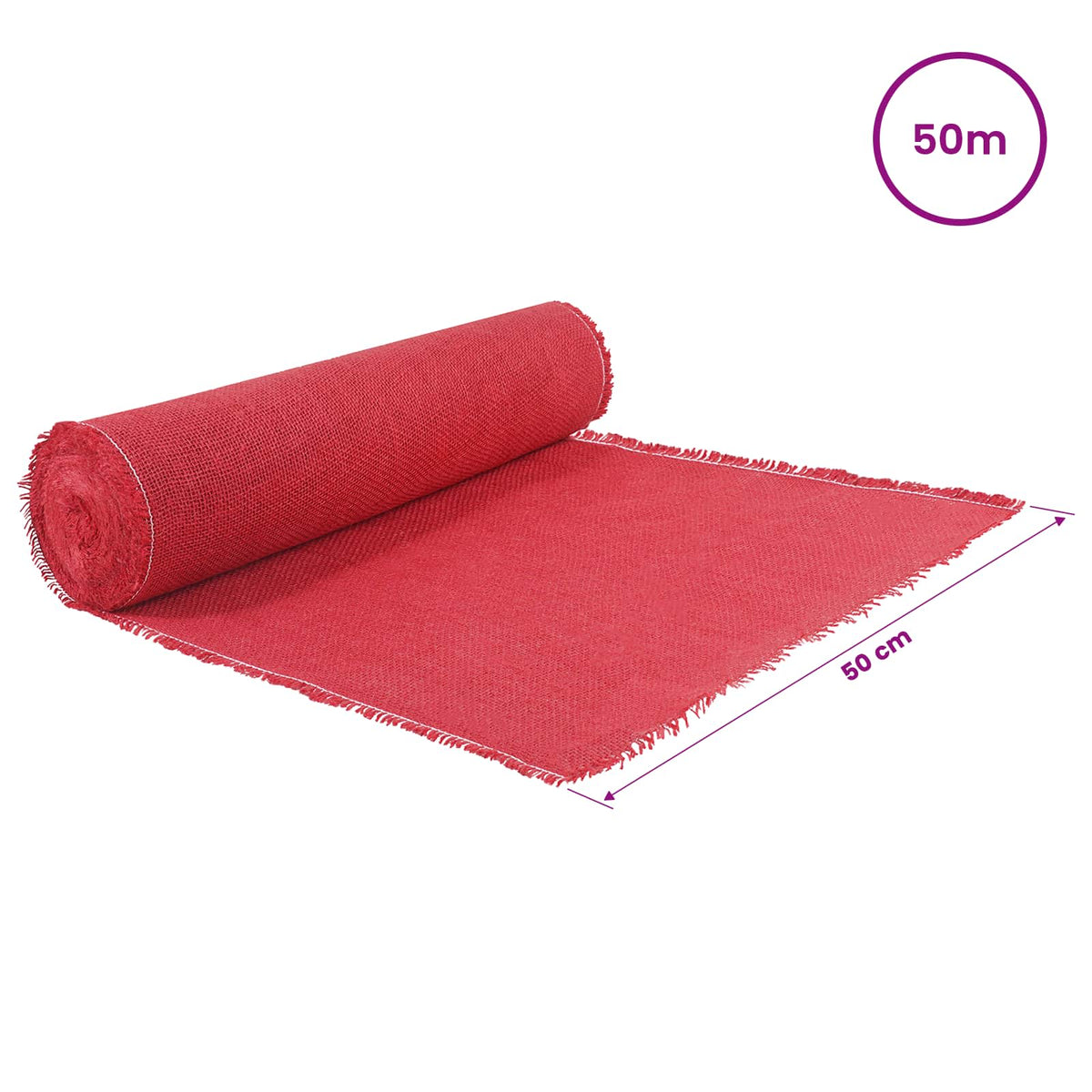 Jute Rol 50 x 5000 cm Rood