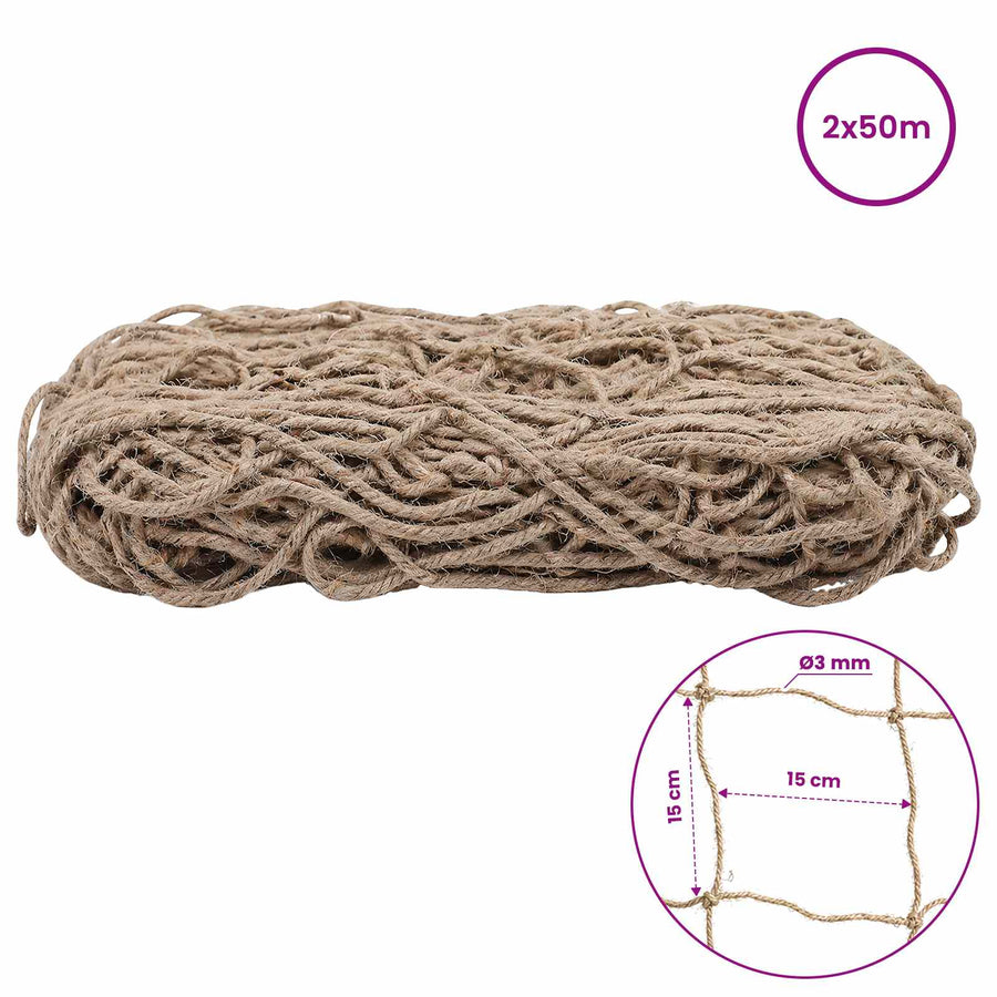 Jute plantensteun netting Naturel 2 x 50 m 100% Tossa Jute