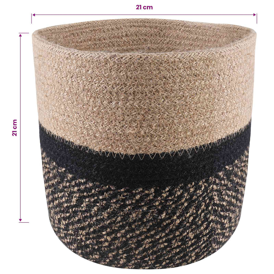 Plantenpot Set 2 pcs Naturel en Zwart Ø 21 x 21 cm