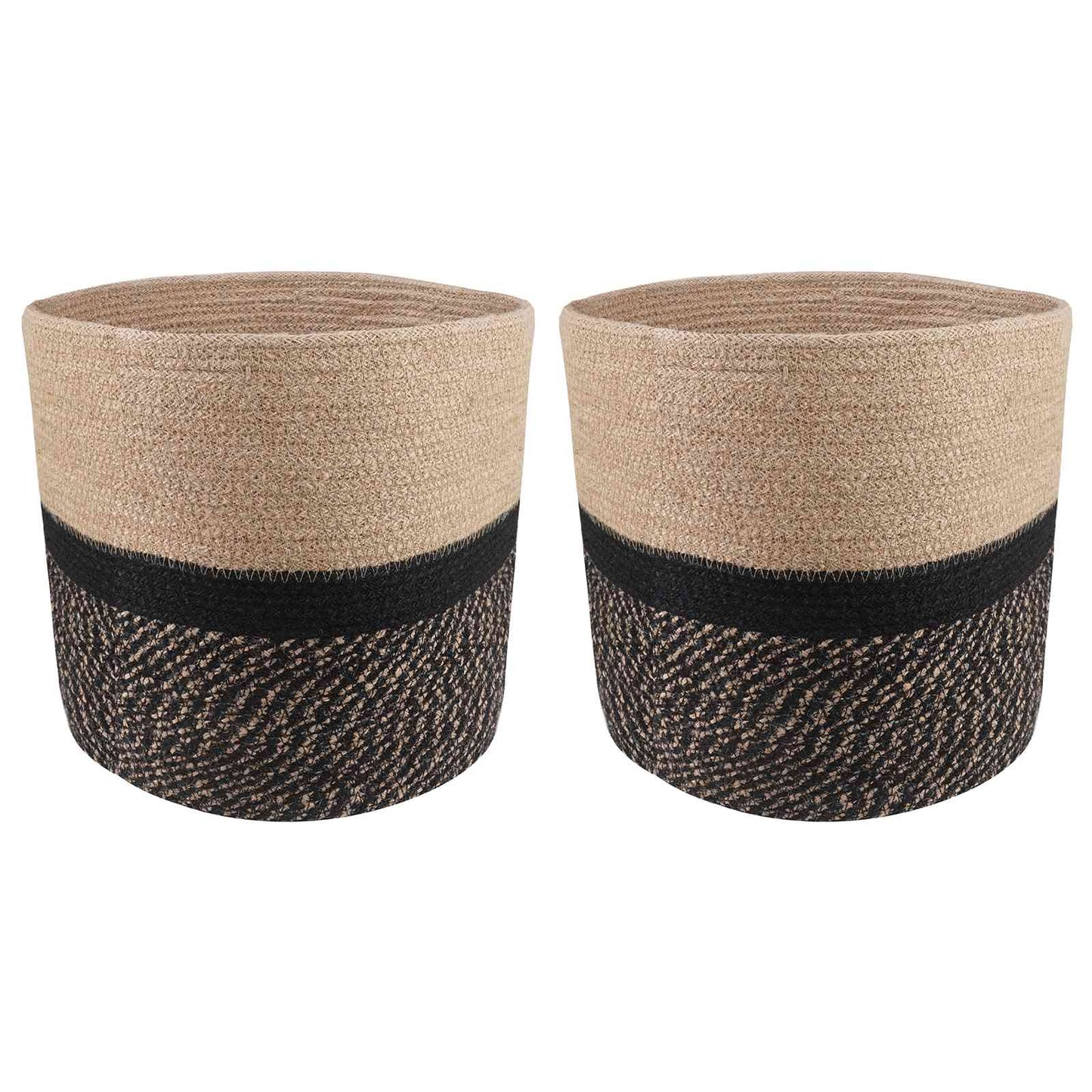 Plantenpot Set 2 pcs Naturel en Zwart Ø 28 x 28 cm