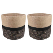 Plantenpot jute naturel zwart Ø 28x28 cm set