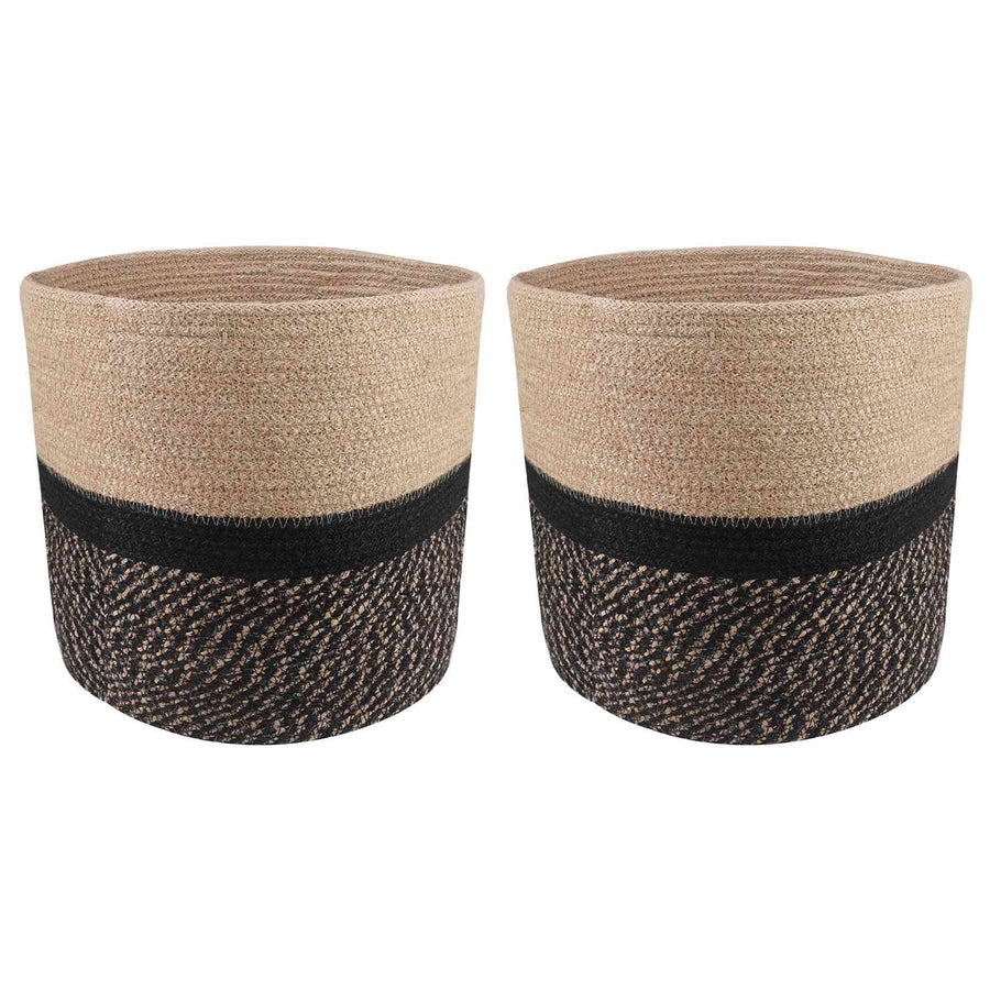 Plantenpot Set 2 pcs Naturel en Zwart Ø 28 x 28 cm