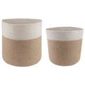 Plantenpot Set 2 pcs Natuurlijk en Wit Ø 28 x 28 cm