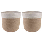 Plant Pot Set 2 pcs Natural and White Ø 21 x 21 cm