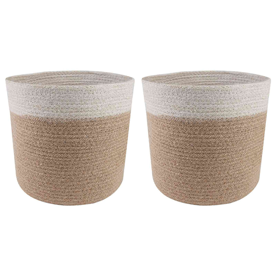 Plantenpot Set 2 pcs Natuurlijk en Wit Ø 21 x 21 cm