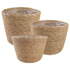 Seagrass Planters 3 pcs Natural Ø26 x 19 cm 100% Seagrass