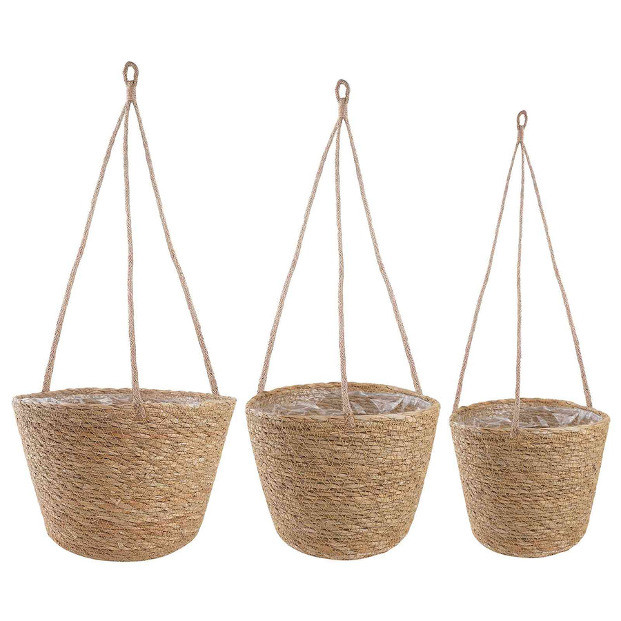 Zeegras Plantenmanden 3 pcs Naturel Ø26 x 19 cm 100% Zeegras