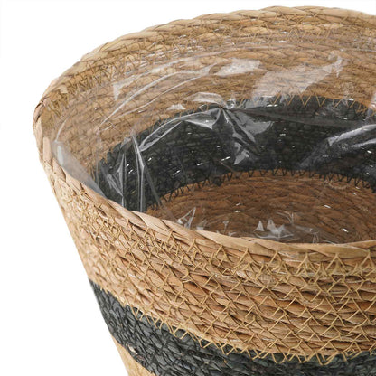 Zeegras Plantenmanden 3 pcs Naturel en Zwart Ø26 x 19 cm