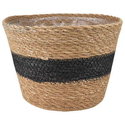 Zeegras Plantenmanden 3 pcs Naturel en Zwart Ø26 x 19 cm