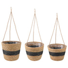 Plantenmanden zeegras 3 stuks Ø26x19 cm naturel zwart