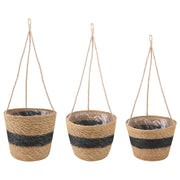 Plantenmanden zeegras 3 stuks Ø26x19 cm naturel zwart