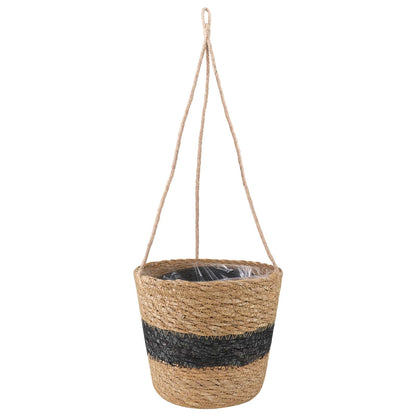 Zeegras Plantenmanden 3 pcs Naturel en Zwart Ø26 x 19 cm