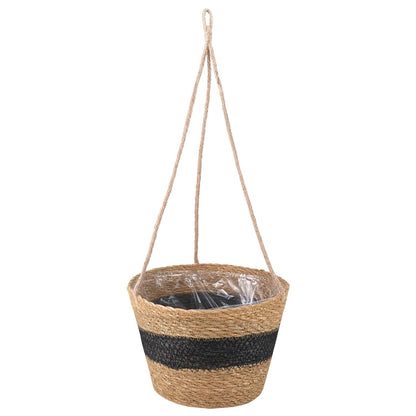 Zeegras Plantenmanden 3 pcs Naturel en Zwart Ø26 x 19 cm