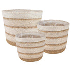 Seagrass Planters 3 pcs Natural, White and Beige