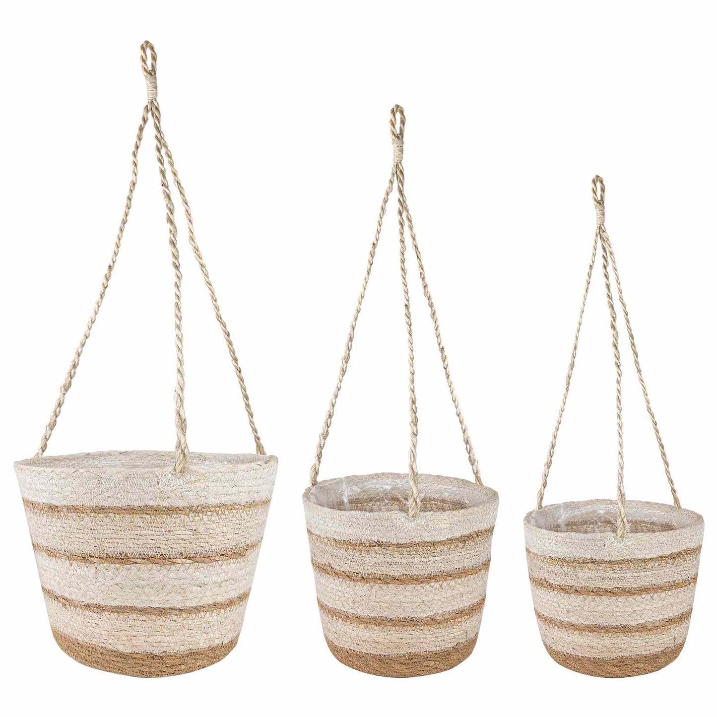 Zeegras Plantenmanden 3 pcs Natuurlijk, Wit en Beige