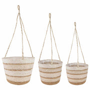Plantenmanden zeegras 3 stuks natuur wit beige
