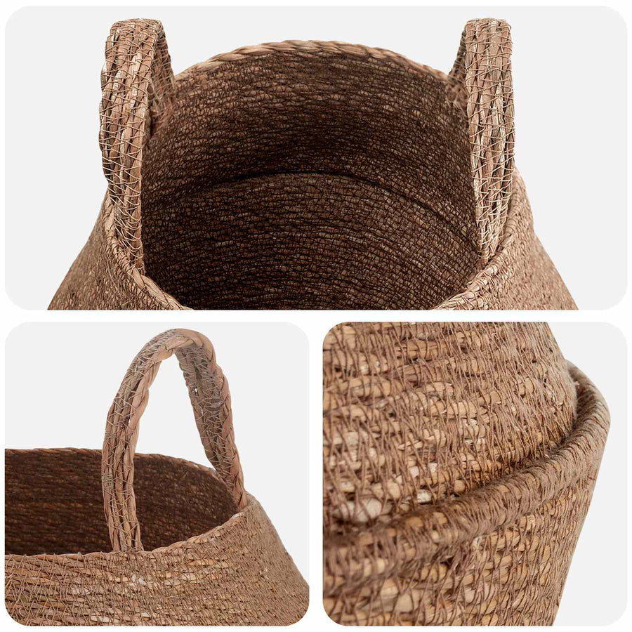 Plantenpot met handvatten Naturel Ø 22 x 20 cm 100% Zeegras