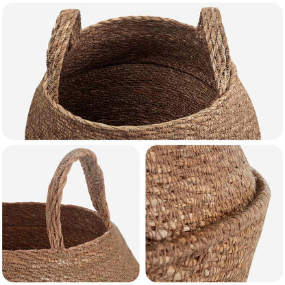 Plantenpot met handvatten Naturel Ø 32 x 32 cm 100% Zeegras
