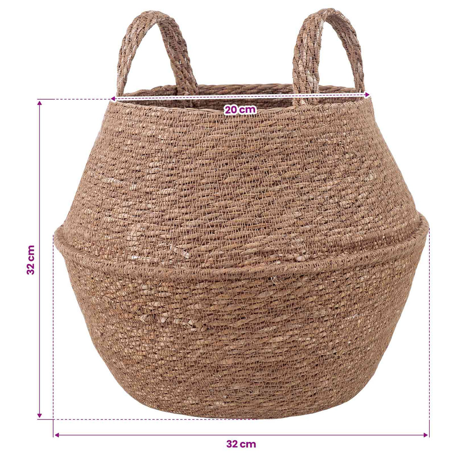 Plantenpot met handvatten Naturel Ø 32 x 32 cm 100% Zeegras