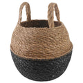 Plantenpot met handvatten Zwart Ø 22 x 20 cm 100% Zeegras