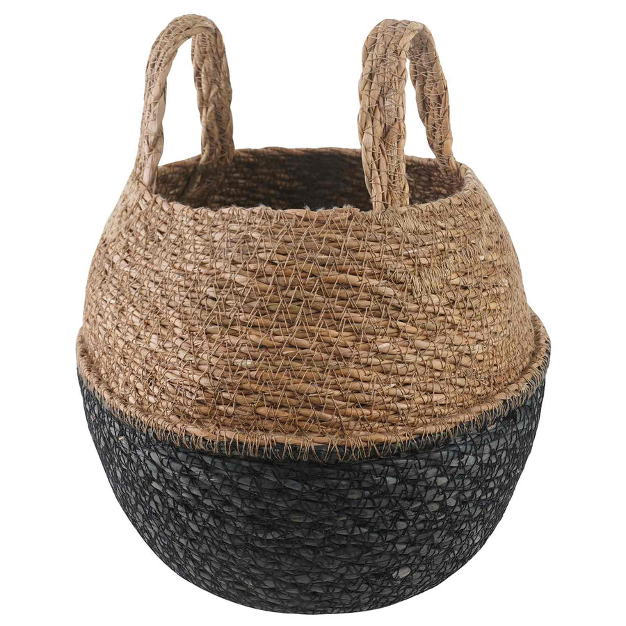 Plantenpot met handvatten Zwart Ø 22 x 20 cm 100% Zeegras