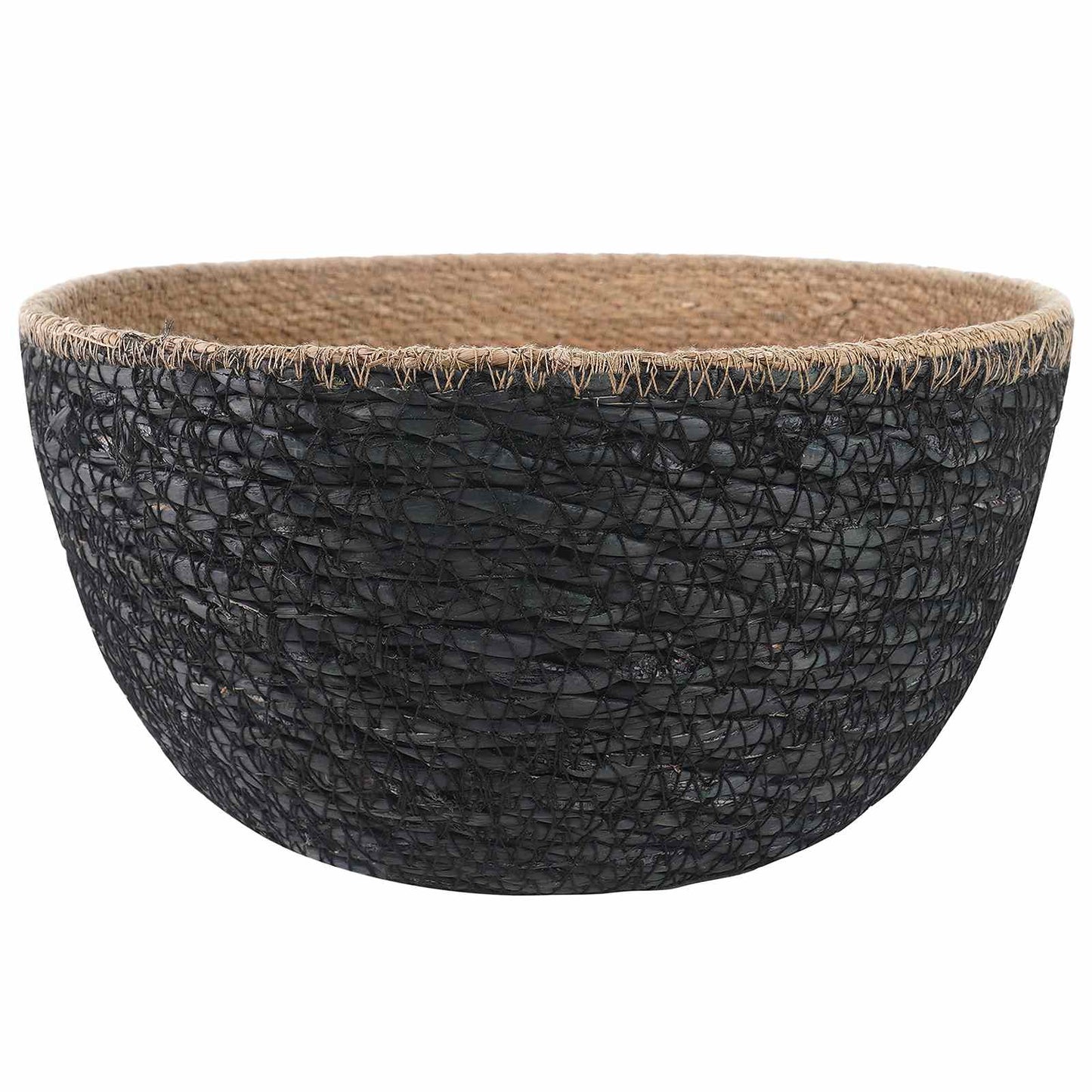 Plantenpot met handvatten Zwart Ø 22 x 20 cm 100% Zeegras