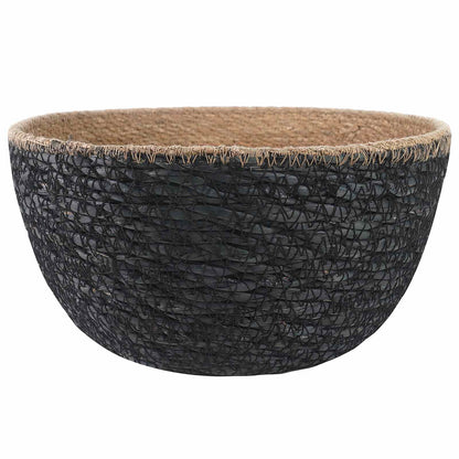Plantenpot met handvatten Zwart Ø 22 x 20 cm 100% Zeegras