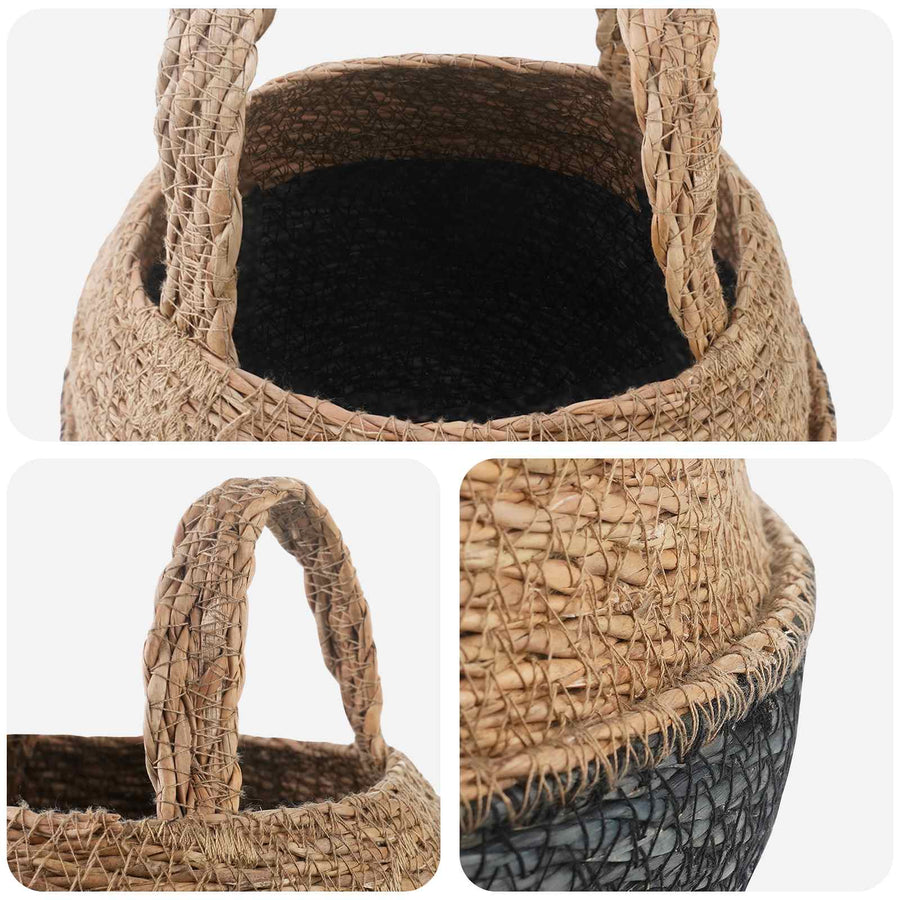 Plantenpot met handvatten 2 pcs Zwart Ø 22 x 20 cm 100% Zeegras