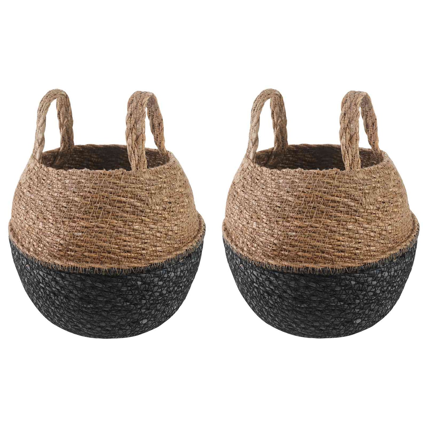 Plantenpot met handvatten 2 pcs Zwart Ø 22 x 20 cm 100% Zeegras