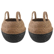 Plantenpot zeegras zwart Ø 22 x 20 cm 2 stuks