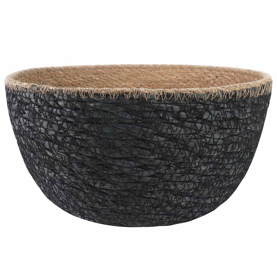 Plantenpot met handvatten 2 pcs Zwart Ø 22 x 20 cm 100% Zeegras
