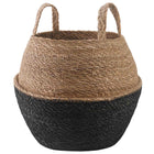 Plant Pot with Handles Black Ø 32 x 32 cm 100% Seagrass