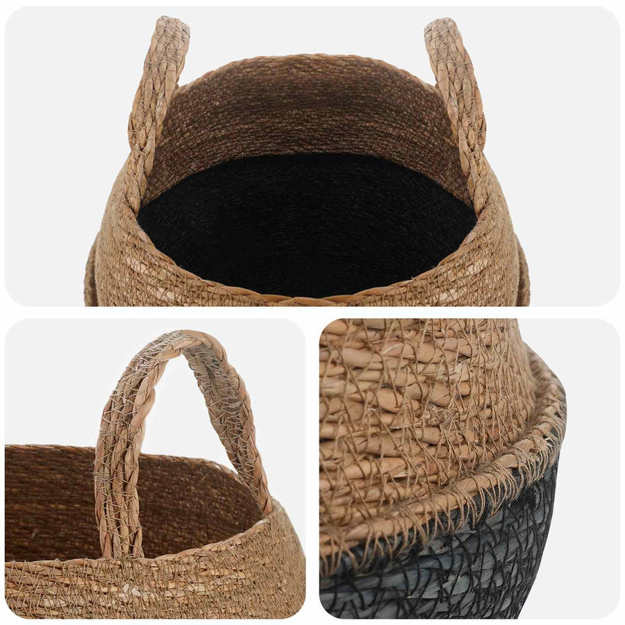 Plantenpot met handvatten 2 pcs Zwart Ø 32 x 32 cm 100% Zeegras