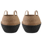 Plant Pot with Handles 2 pcs Black Ø 32 x 32 cm 100% Seagrass