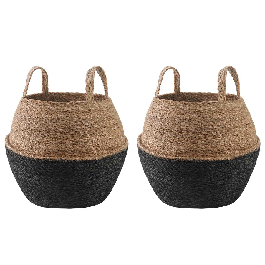Plantenpot met handvatten 2 pcs Zwart Ø 32 x 32 cm 100% Zeegras