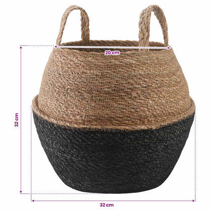 Plantenpot met handvatten 2 pcs Zwart Ø 32 x 32 cm 100% Zeegras
