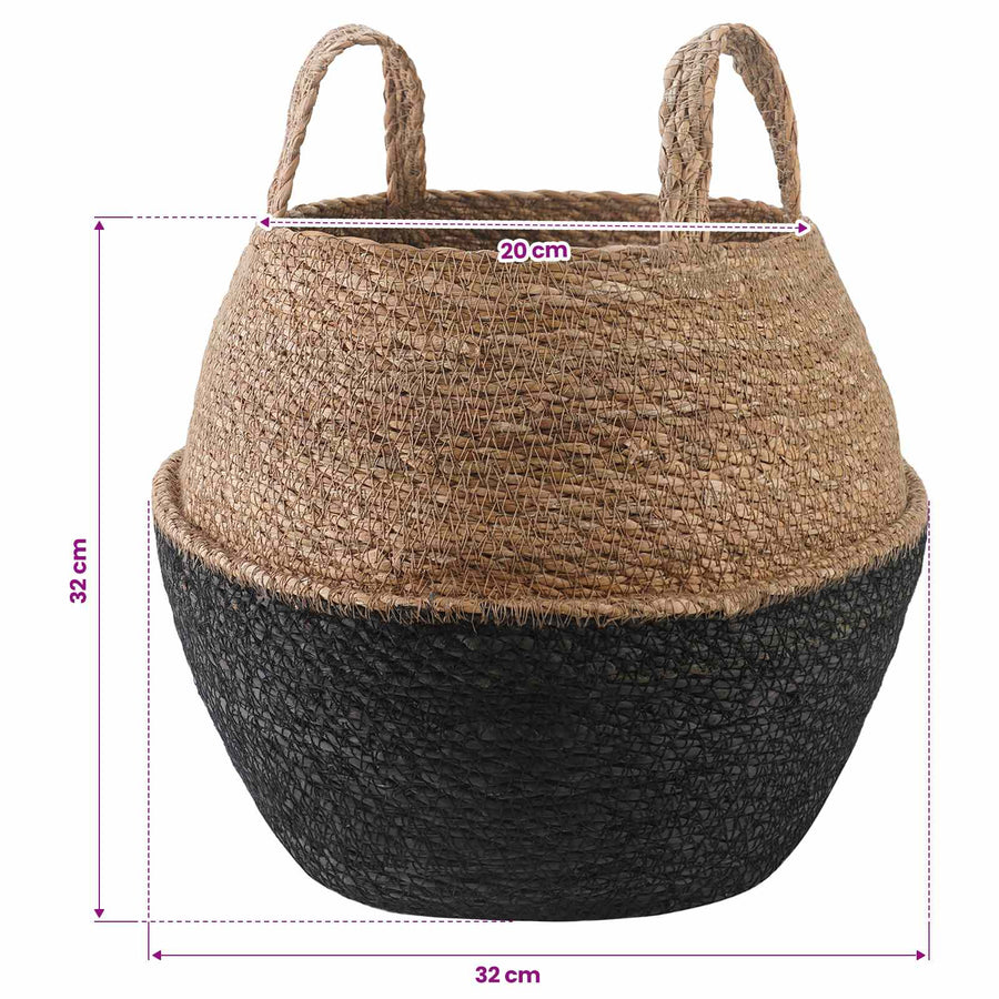 Plantenpot met handvatten 2 pcs Zwart Ø 32 x 32 cm 100% Zeegras