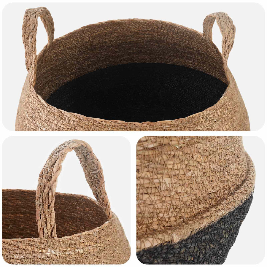 Plantenpot met handvatten Zwart Ø 45 x 36 cm 100% Zeegras