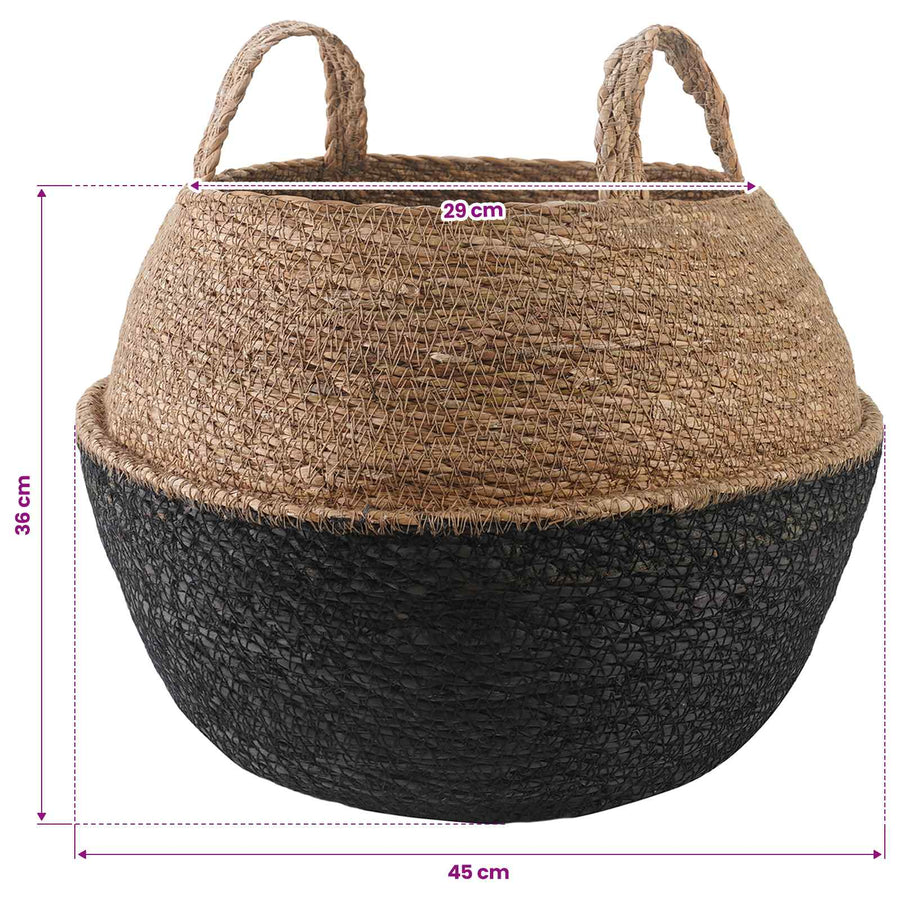 Plantenpot met handvatten Zwart Ø 45 x 36 cm 100% Zeegras