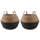 Plant Pot with Handles 2 pcs Black Ø 45 x 36 cm 100% Seagrass