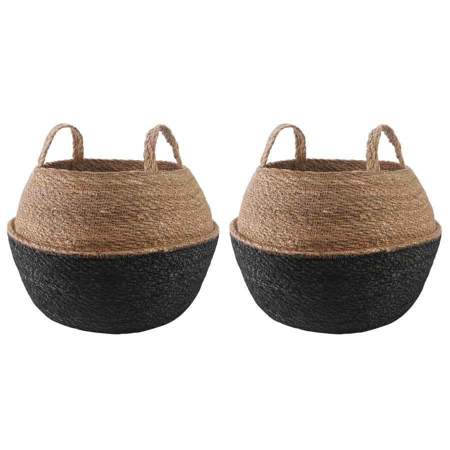 Plantenpot met handvatten 2 pcs Zwart Ø 45 x 36 cm 100% Zeegras